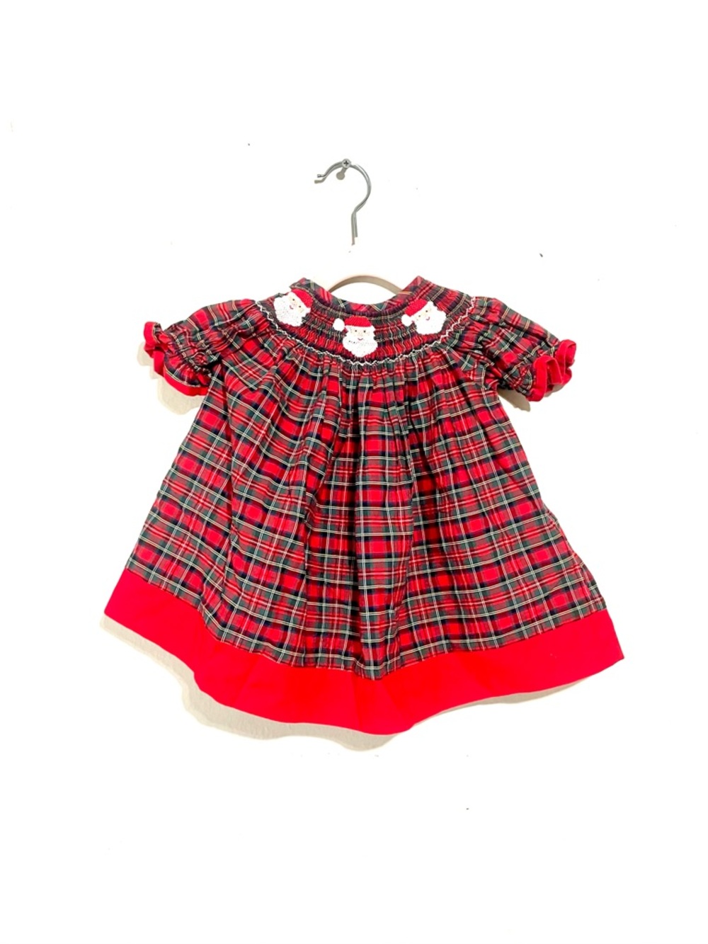Southern Sunshine Red Plaid Smocked Holiday Santa Dress Size 6 Months EUC